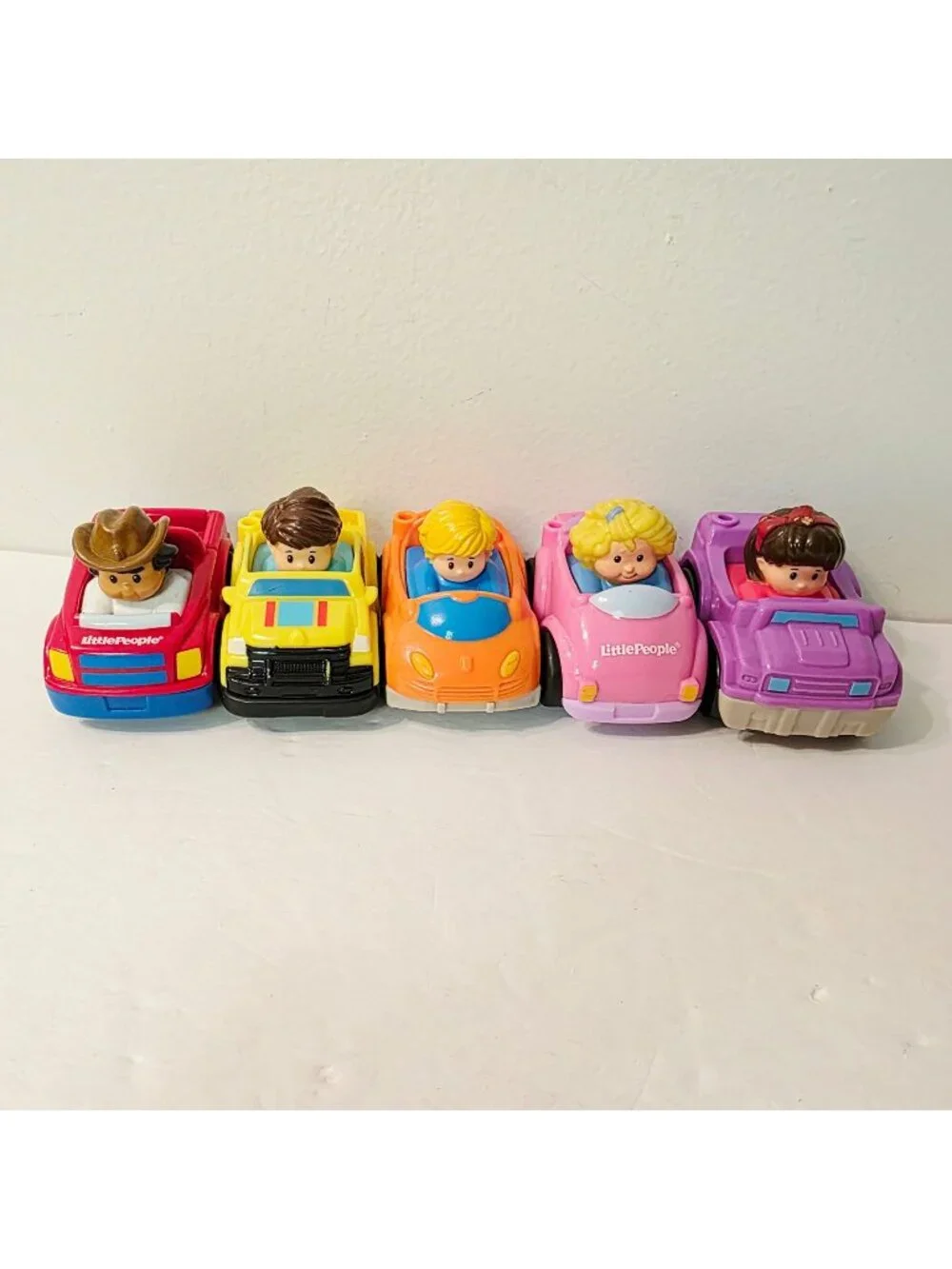 5 Little People Wheelies Race Car Pink Purple Orange Red Yellow Cars